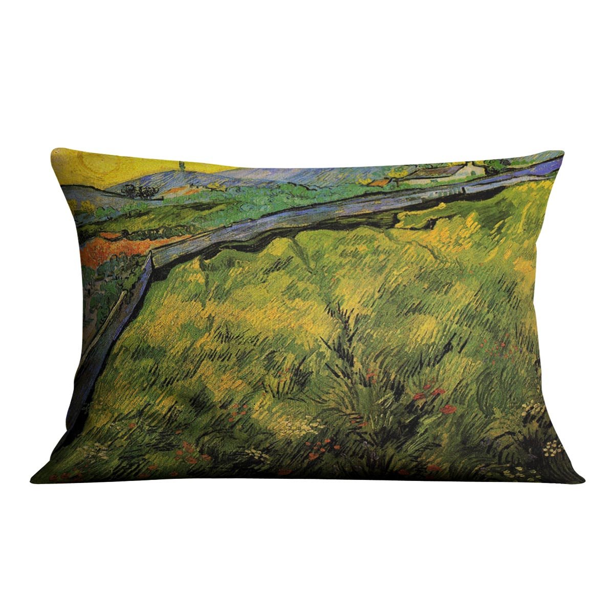 Field of Spring Wheat at Sunrise by Van Gogh Throw Pillow