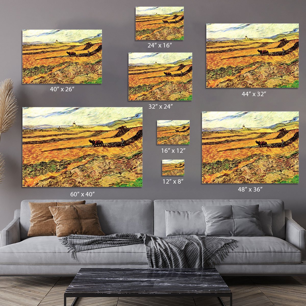 Field with Ploughman and Mill by Van Gogh Canvas Print or Poster
