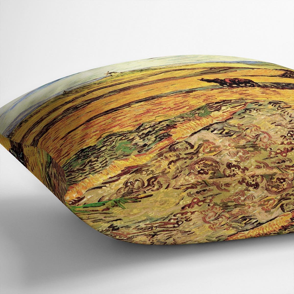 Field with Ploughman and Mill by Van Gogh Throw Pillow