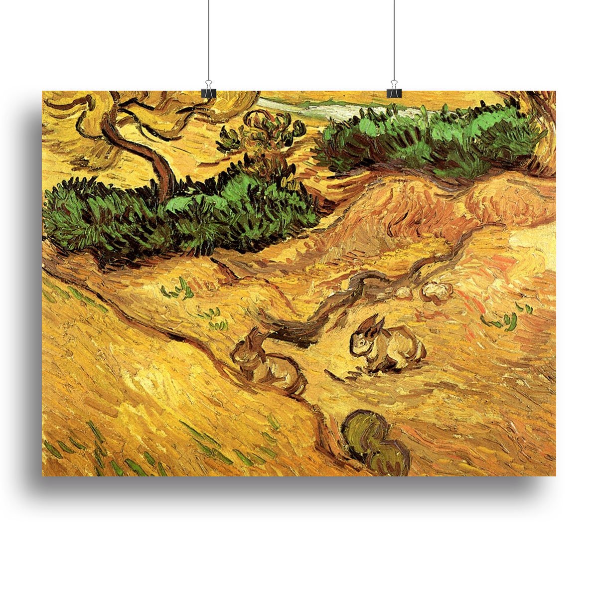 Field with Two Rabbits by Van Gogh Canvas Print or Poster