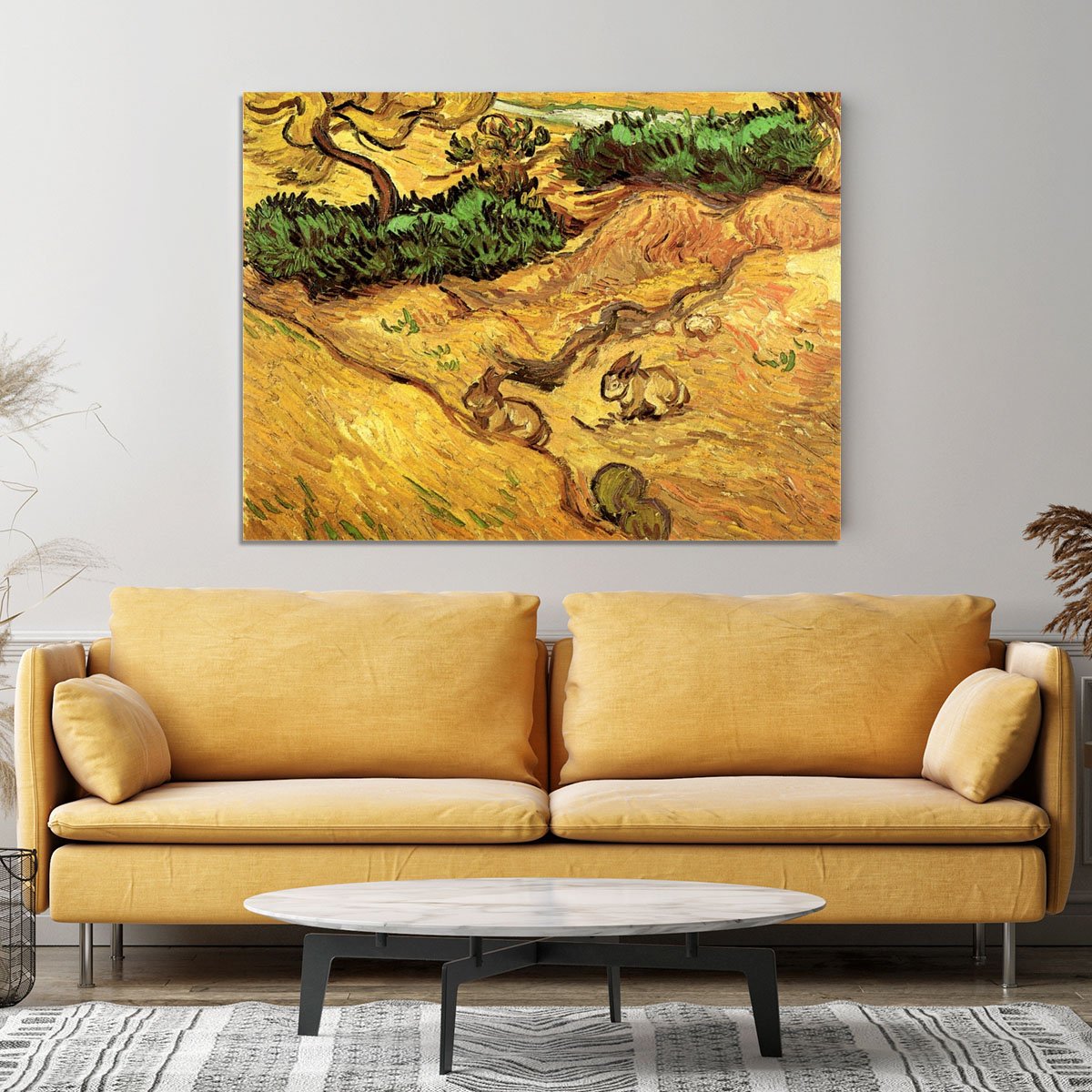 Field with Two Rabbits by Van Gogh Canvas Print or Poster