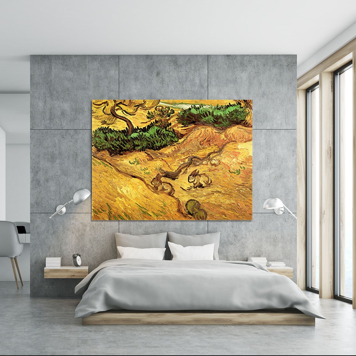 Field with Two Rabbits by Van Gogh Canvas Print or Poster