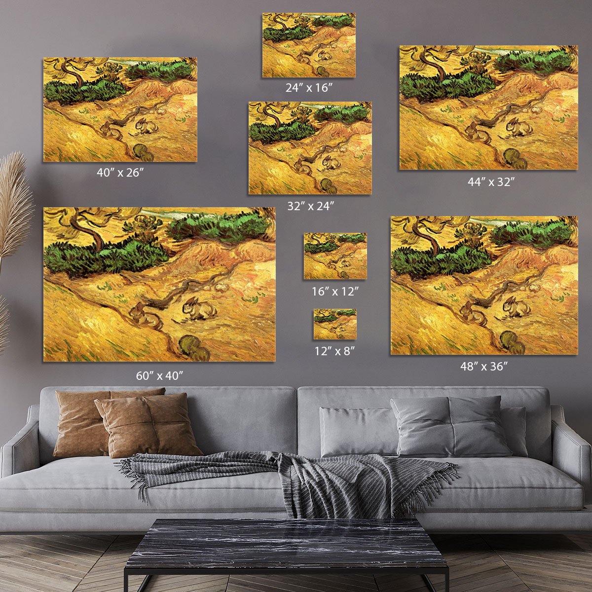 Field with Two Rabbits by Van Gogh Canvas Print or Poster