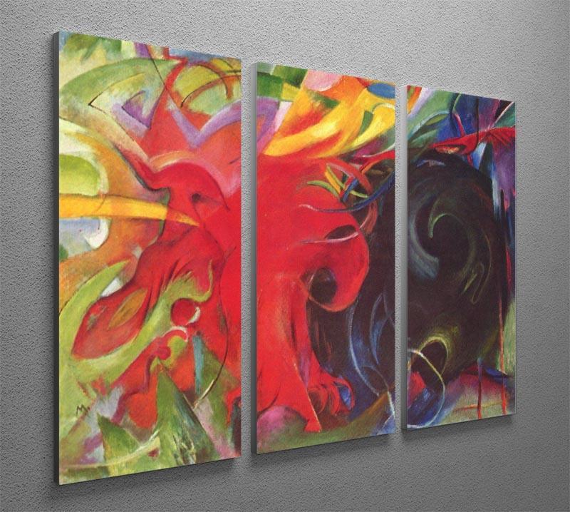 Fighting forms by Franz Marc 3 Split Panel Canvas Print - Canvas Art Rocks - 2