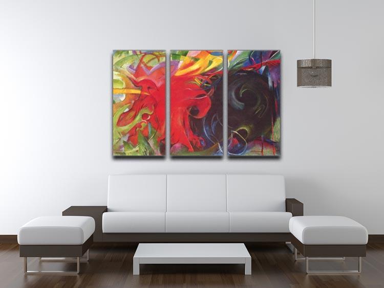 Fighting forms by Franz Marc 3 Split Panel Canvas Print - Canvas Art Rocks - 3