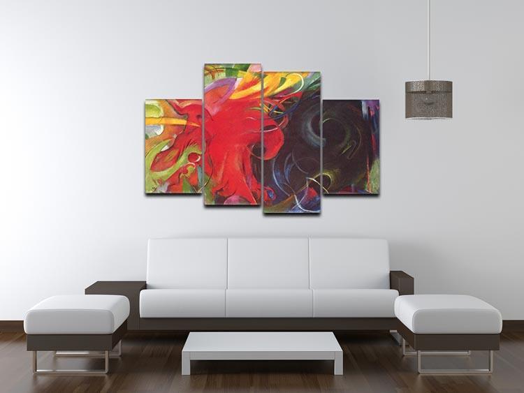 Fighting forms by Franz Marc 4 Split Panel Canvas - Canvas Art Rocks - 3