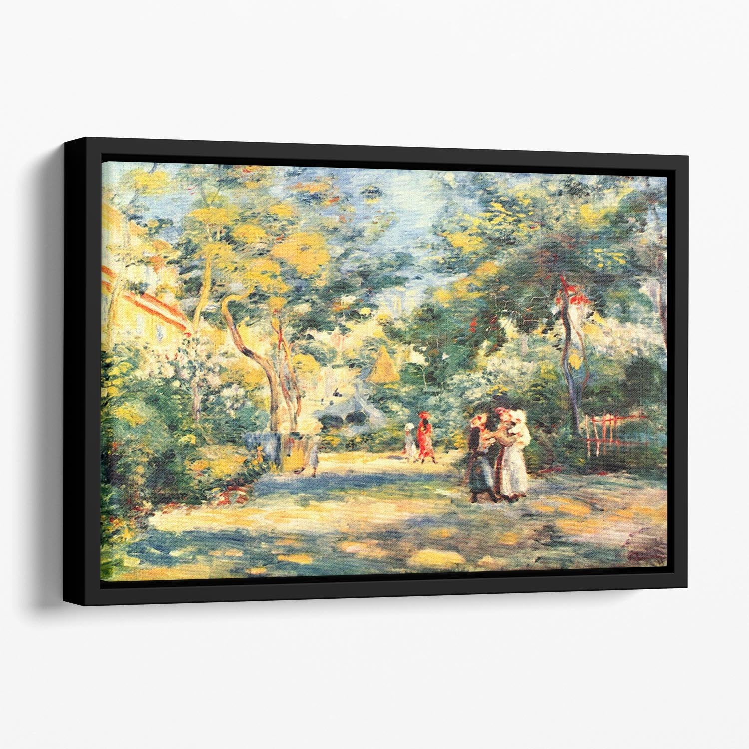 Figures in the garden by Renoir Floating Framed Canvas