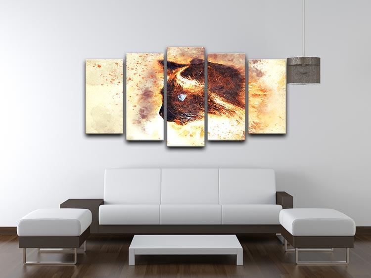 Fire Cat Painting 5 Split Panel Canvas - Canvas Art Rocks - 3