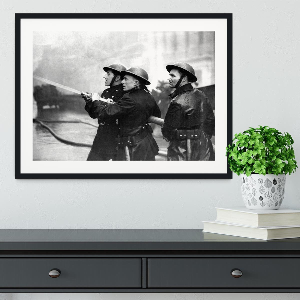 Firefighters morning after air raids London Framed Print - Canvas Art Rocks - 1