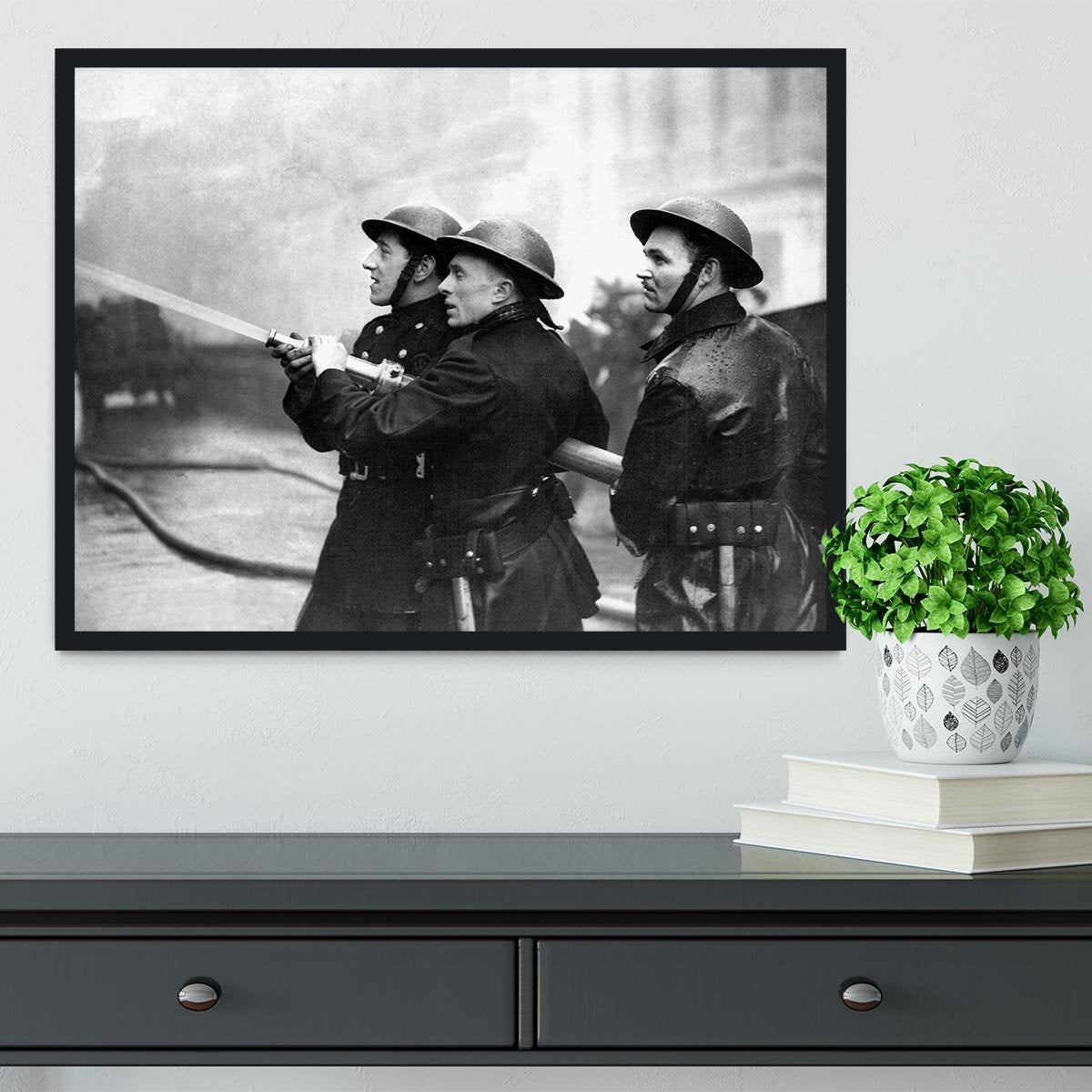 Firefighters morning after air raids London Framed Print - Canvas Art Rocks - 2