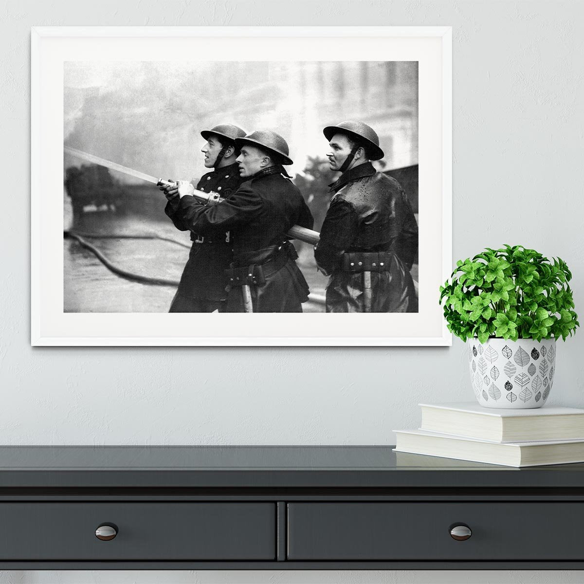 Firefighters morning after air raids London Framed Print - Canvas Art Rocks - 5