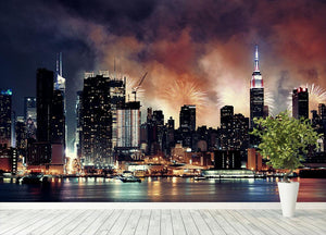 Fireworks show with Manhattan skyscrapers Wall Mural Wallpaper - Canvas Art Rocks - 4
