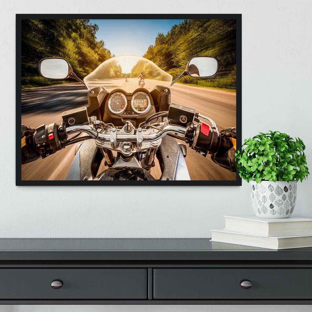 First Person Motorbike Ride Framed Print - Canvas Art Rocks - 2