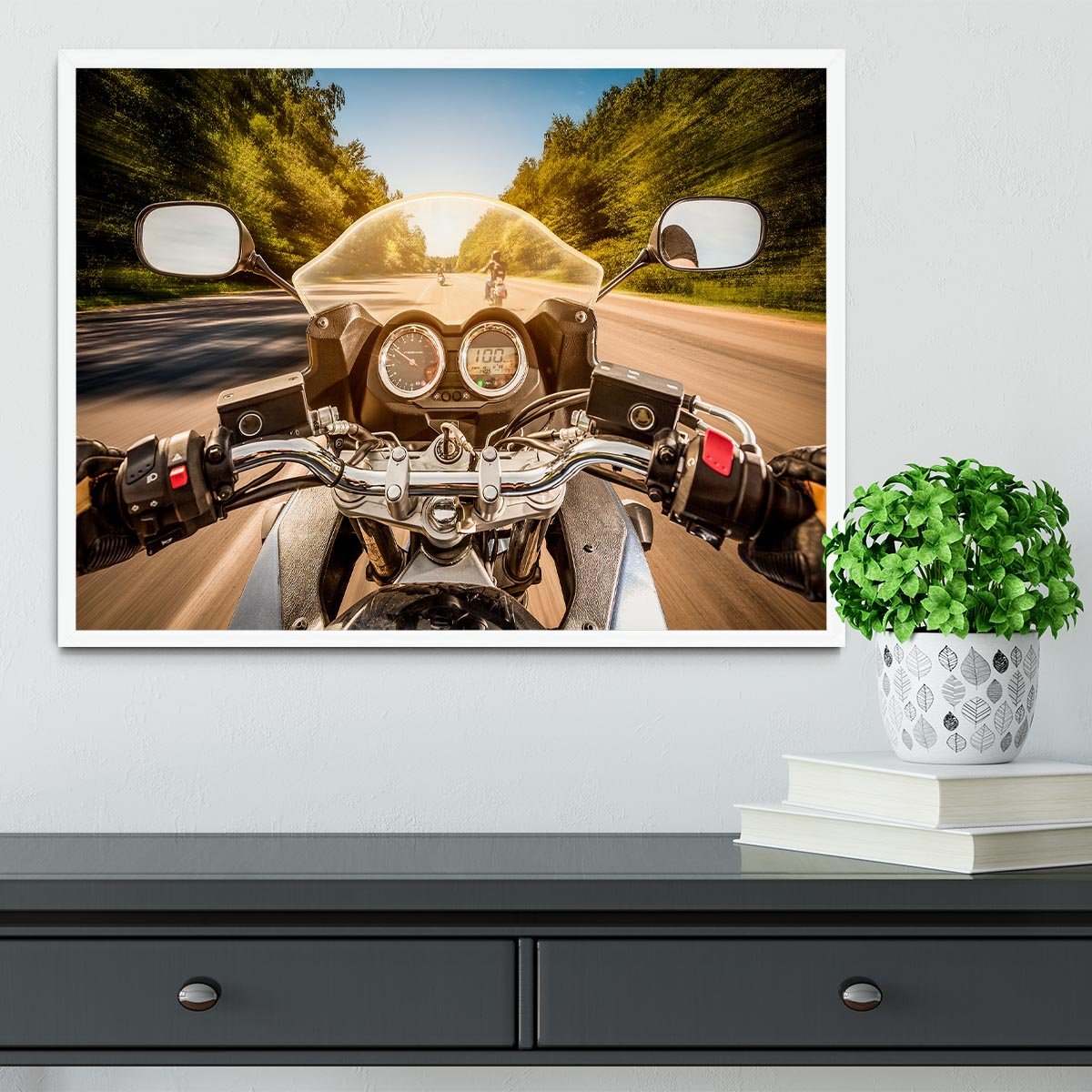 First Person Motorbike Ride Framed Print - Canvas Art Rocks -6