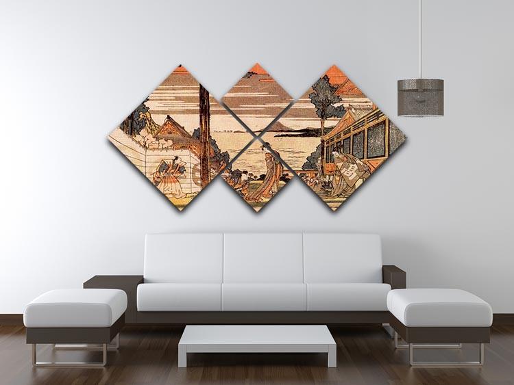 First act by Hokusai 4 Square Multi Panel Canvas - Canvas Art Rocks - 3