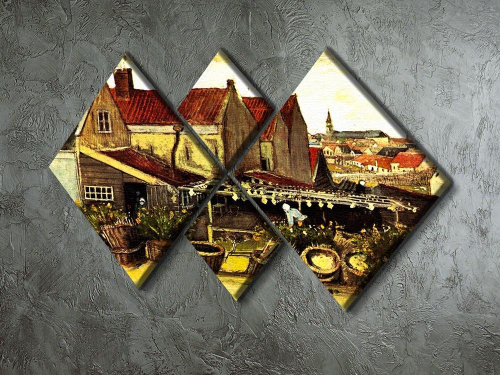 Fish-Drying Barn by Van Gogh 4 Square Multi Panel Canvas - Canvas Art Rocks - 2