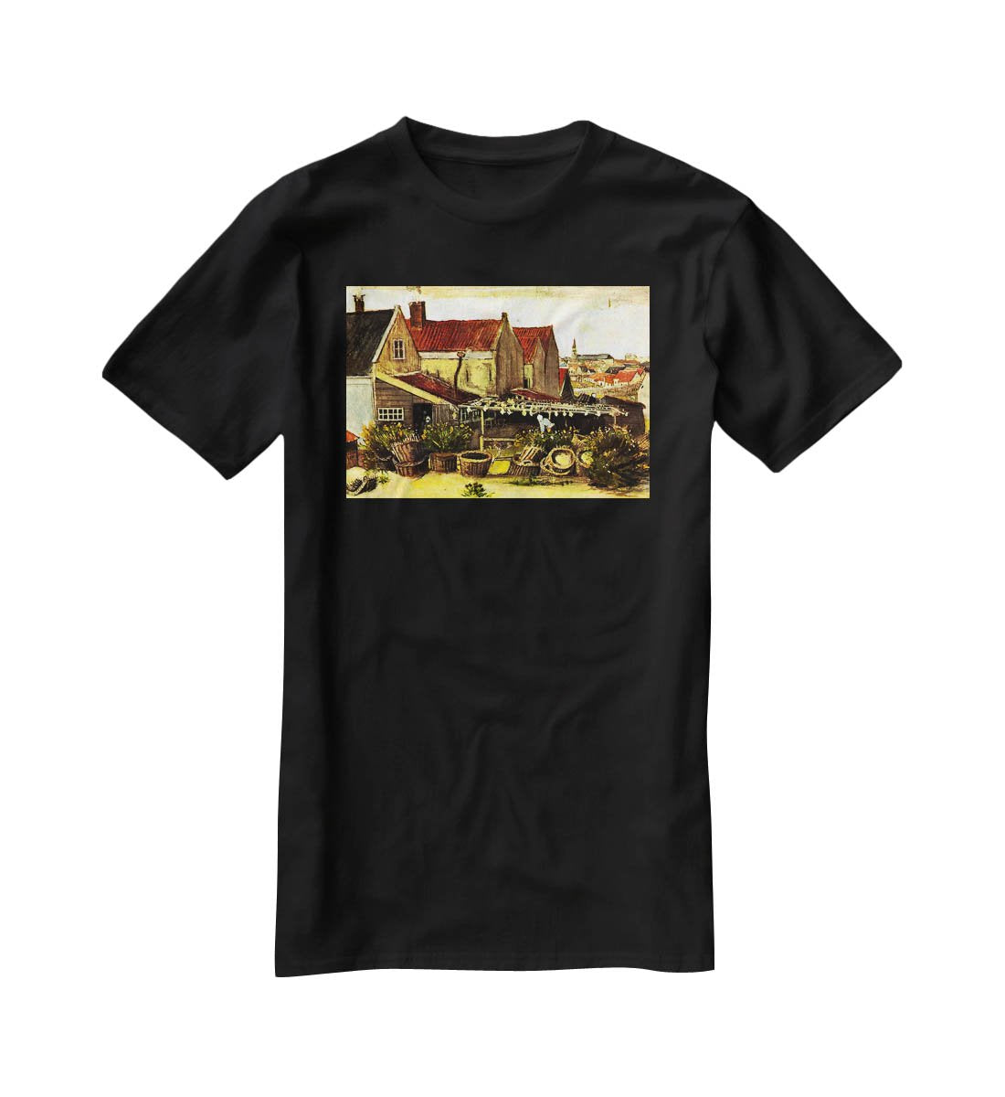 Fish-Drying Barn by Van Gogh T-Shirt - Canvas Art Rocks - 1