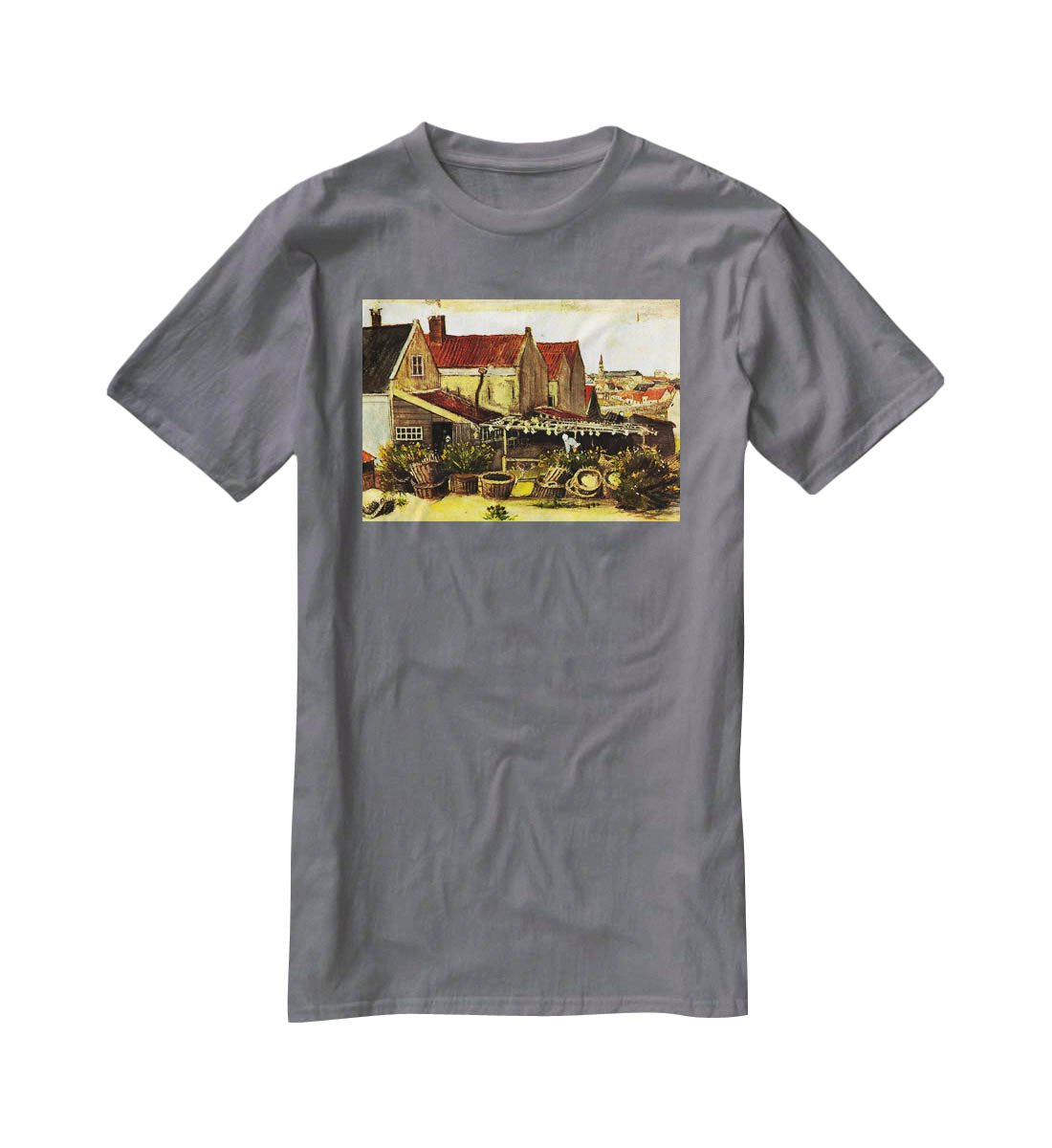 Fish-Drying Barn by Van Gogh T-Shirt - Canvas Art Rocks - 3