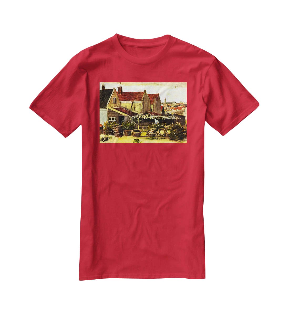 Fish-Drying Barn by Van Gogh T-Shirt - Canvas Art Rocks - 4