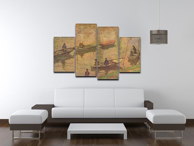 Fishermen on the Seine at Poissy by Claude_Monet 4 Split Panel Canvas - Canvas Art Rocks - 3