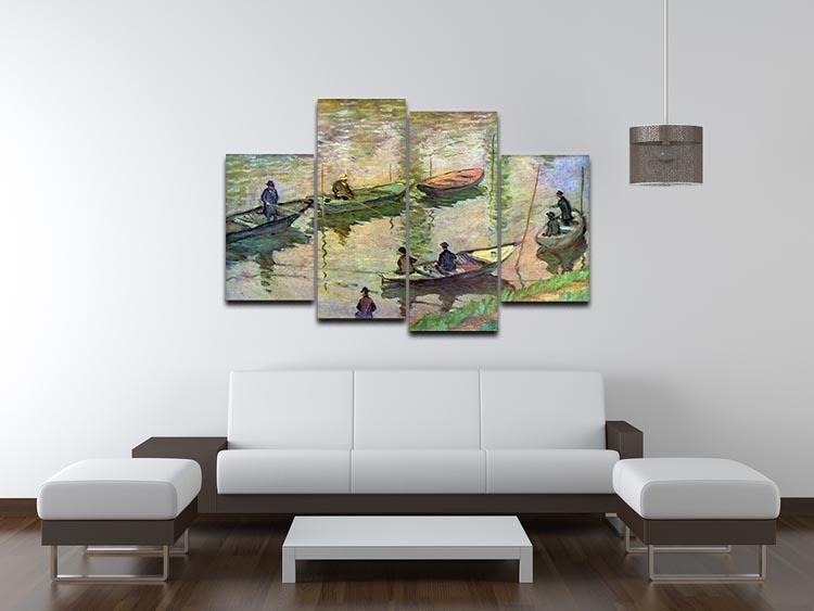 Fishermen on the Seine at Poissy by Monet 4 Split Panel Canvas - Canvas Art Rocks - 3