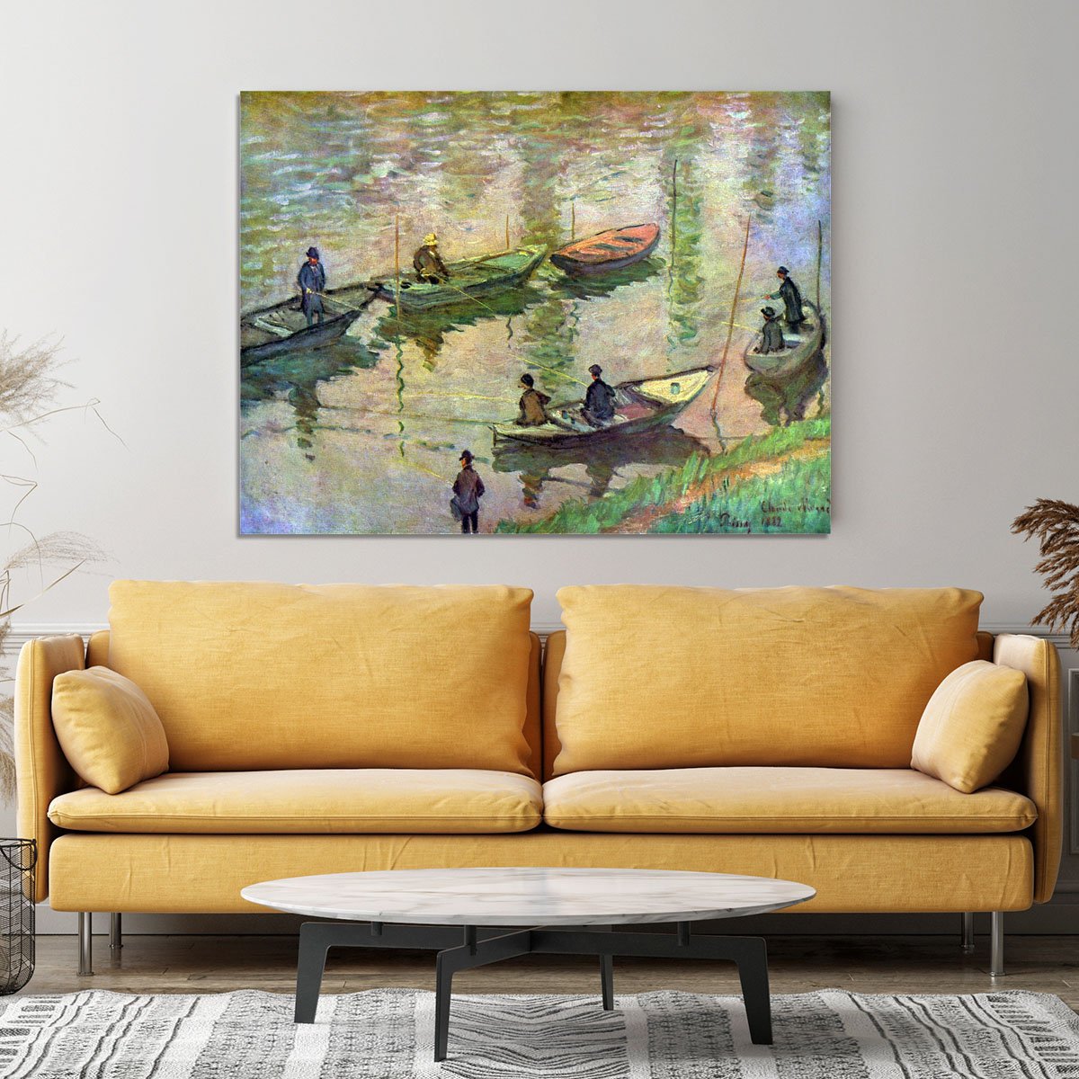 Fishermen on the Seine at Poissy by Monet Canvas Print or Poster