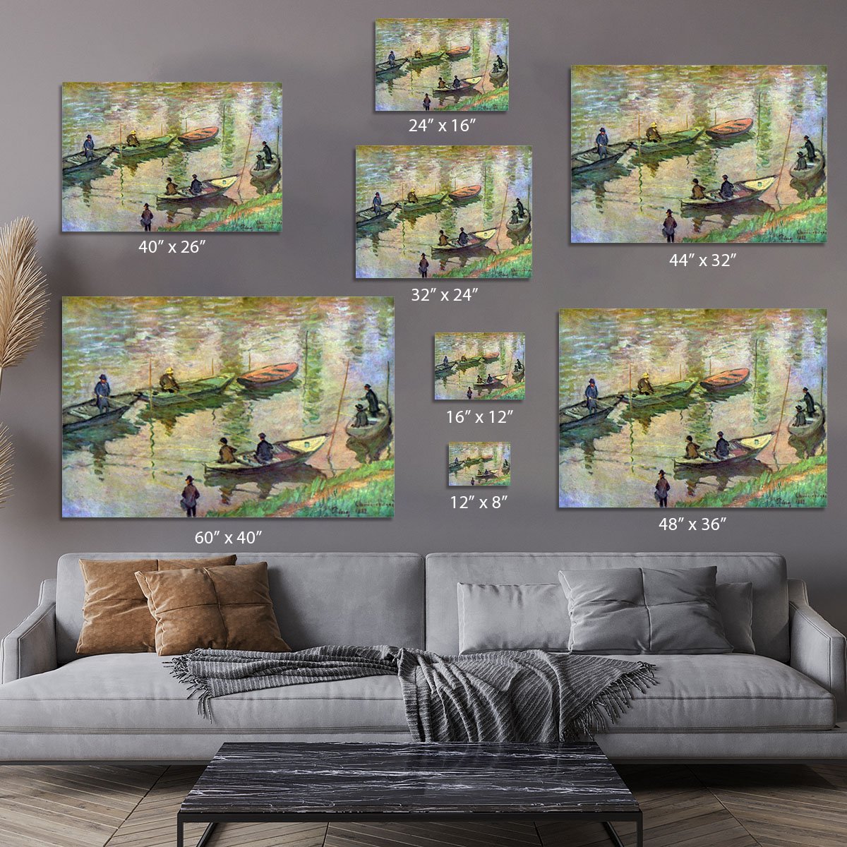 Fishermen on the Seine at Poissy by Monet Canvas Print or Poster