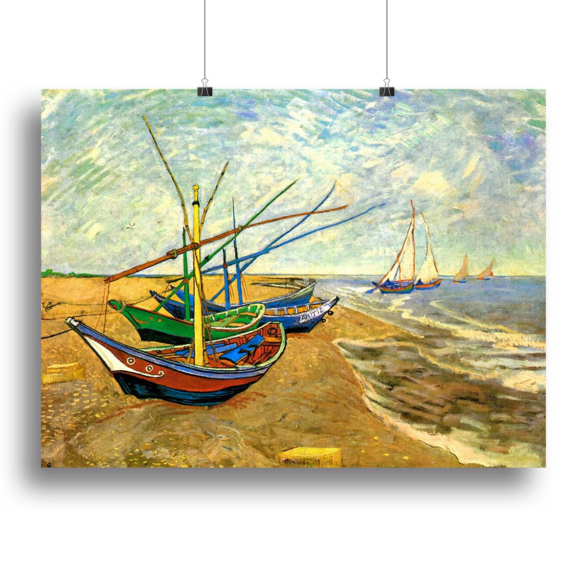 Fishing Boats on the Beach at Saintes-Maries by Van Gogh Canvas Print or Poster