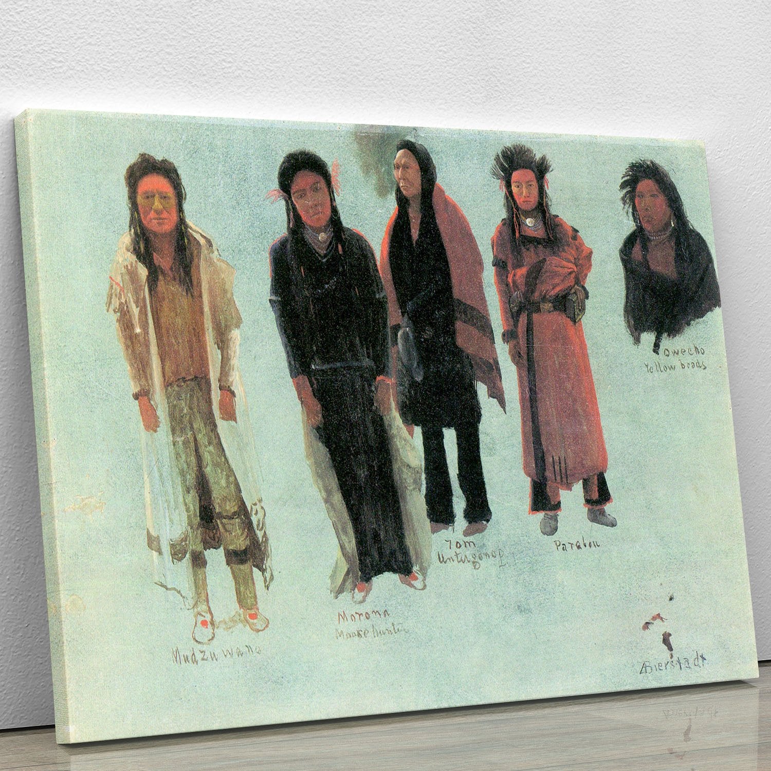 Five Indians by Bierstadt Canvas Print or Poster
