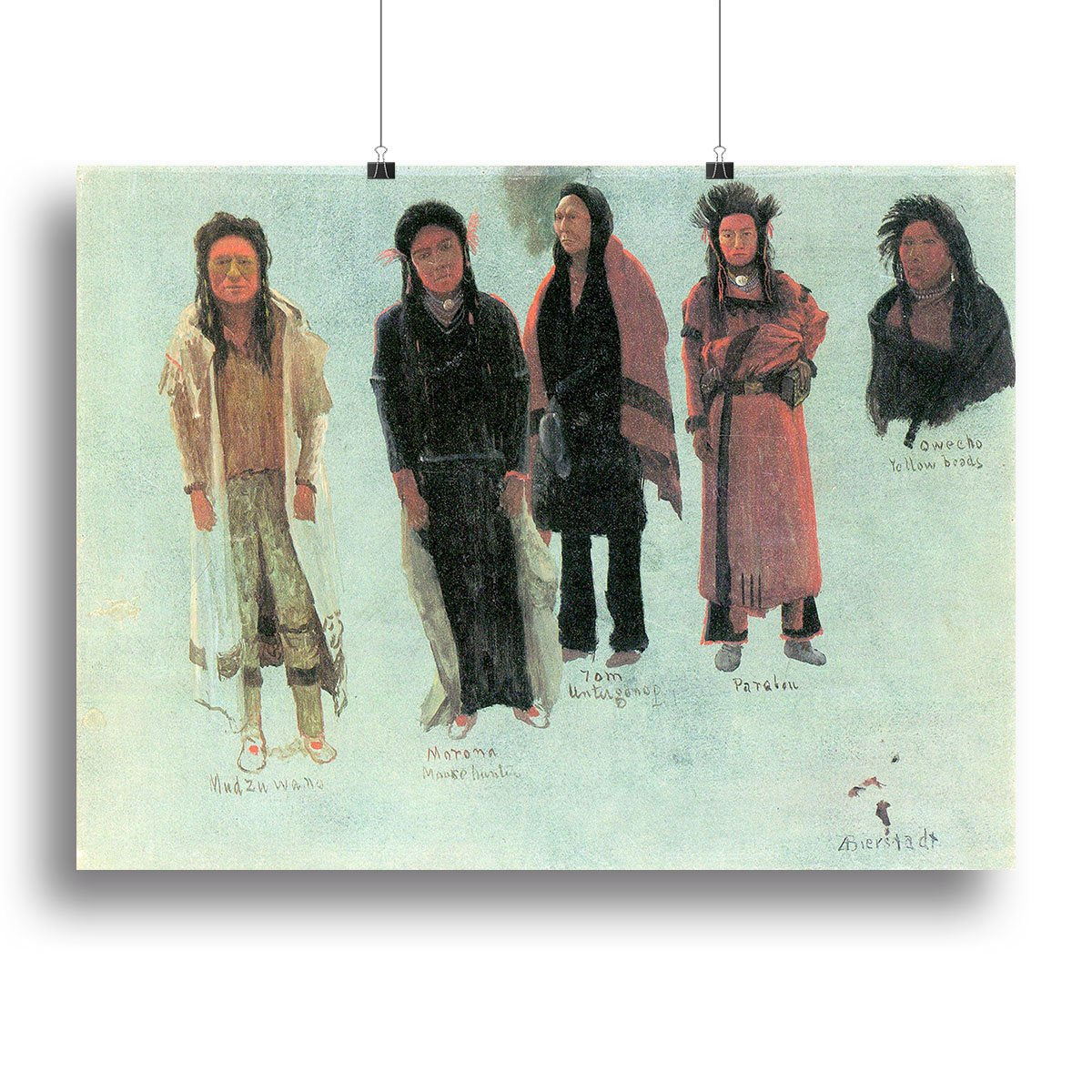 Five Indians by Bierstadt Canvas Print or Poster