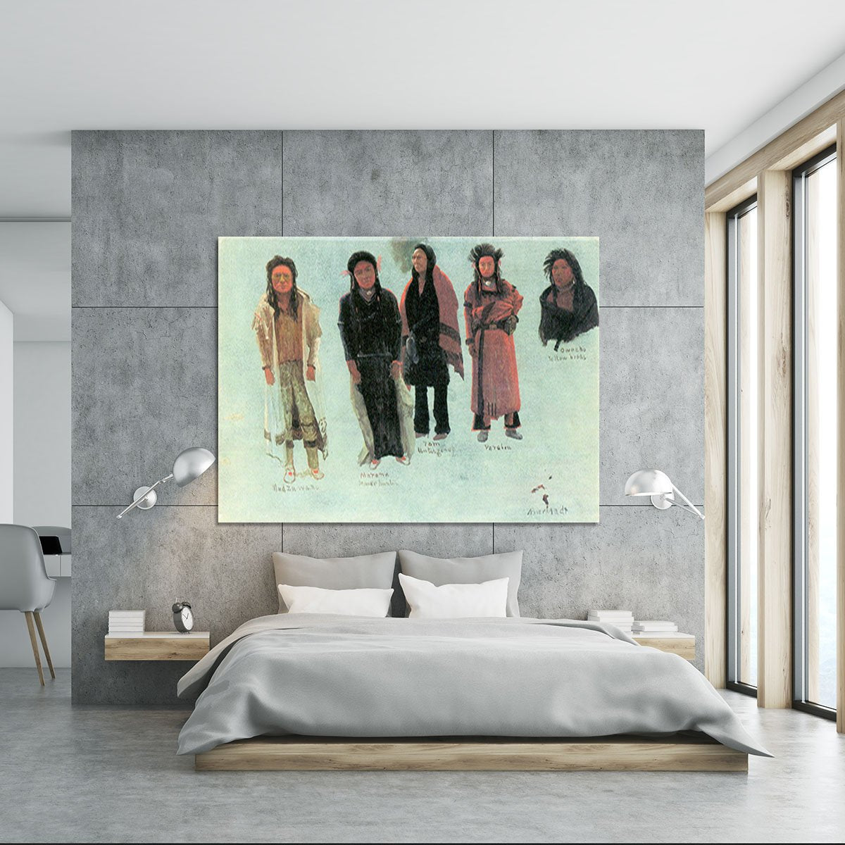 Five Indians by Bierstadt Canvas Print or Poster