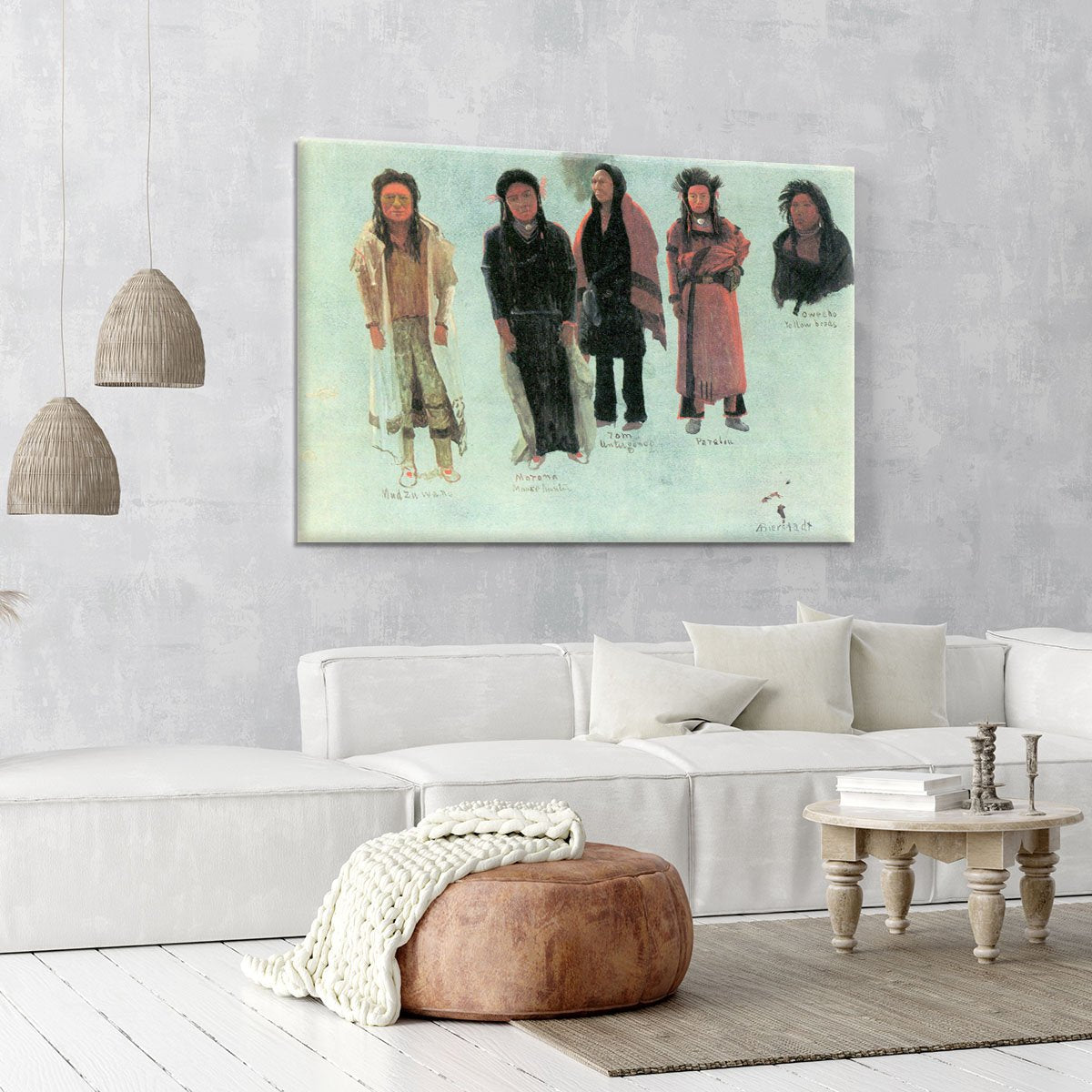 Five Indians by Bierstadt Canvas Print or Poster