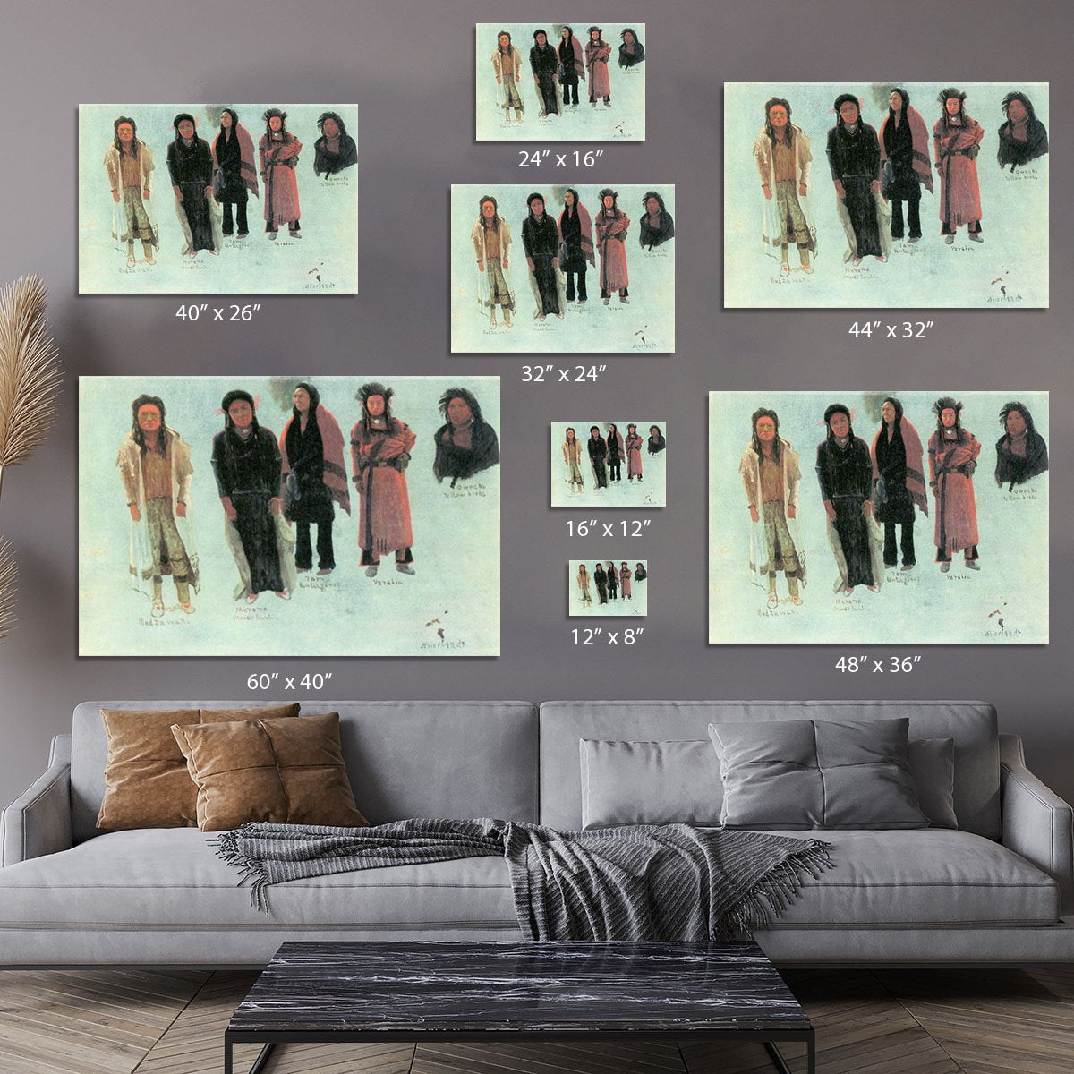 Five Indians by Bierstadt Canvas Print or Poster