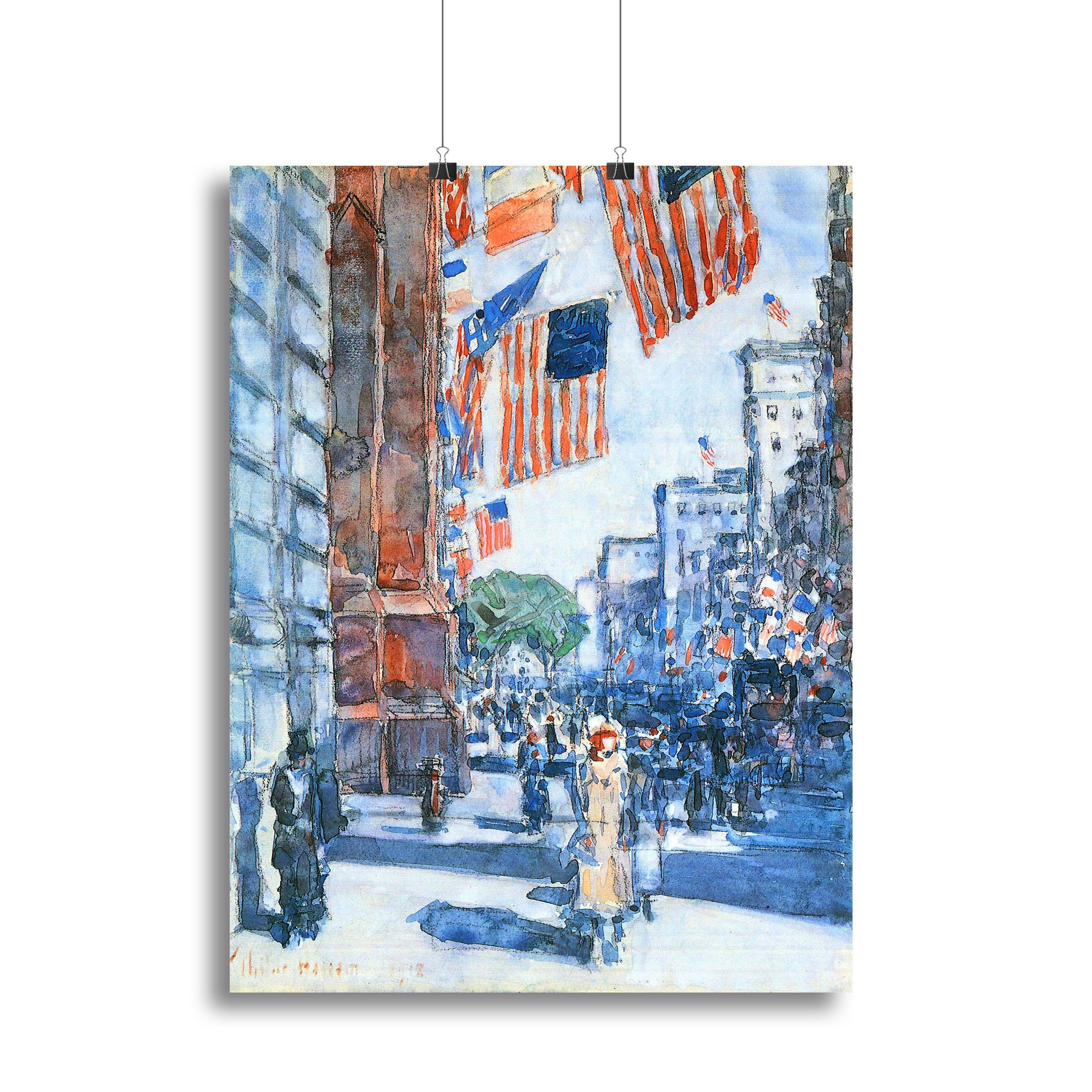 Flags Fifth Avenue by Hassam Canvas Print or Poster
