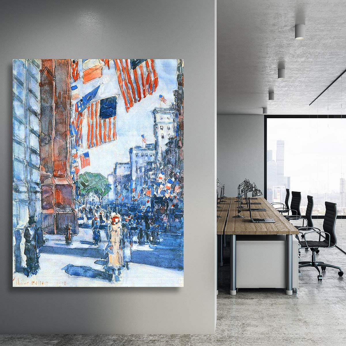 Flags Fifth Avenue by Hassam Canvas Print or Poster