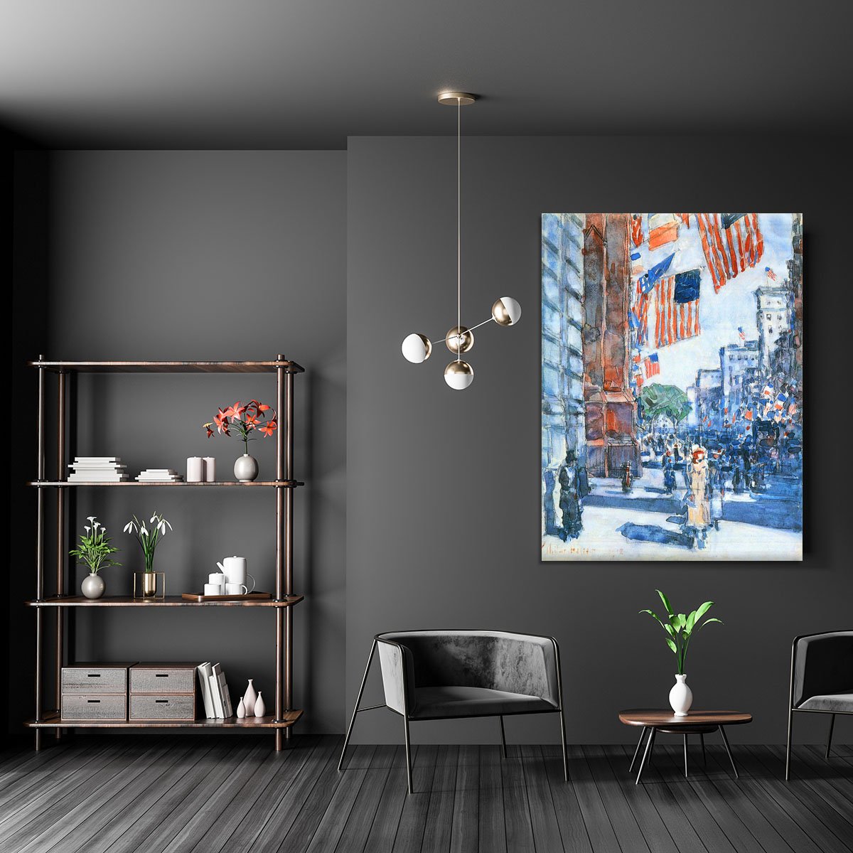 Flags Fifth Avenue by Hassam Canvas Print or Poster