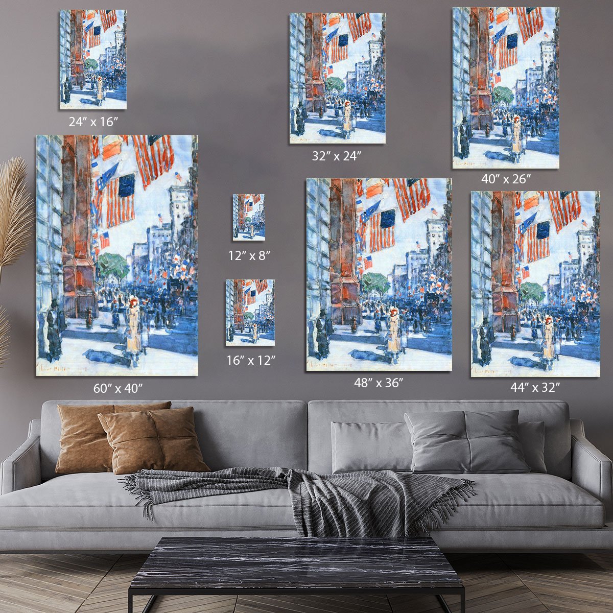 Flags Fifth Avenue by Hassam Canvas Print or Poster