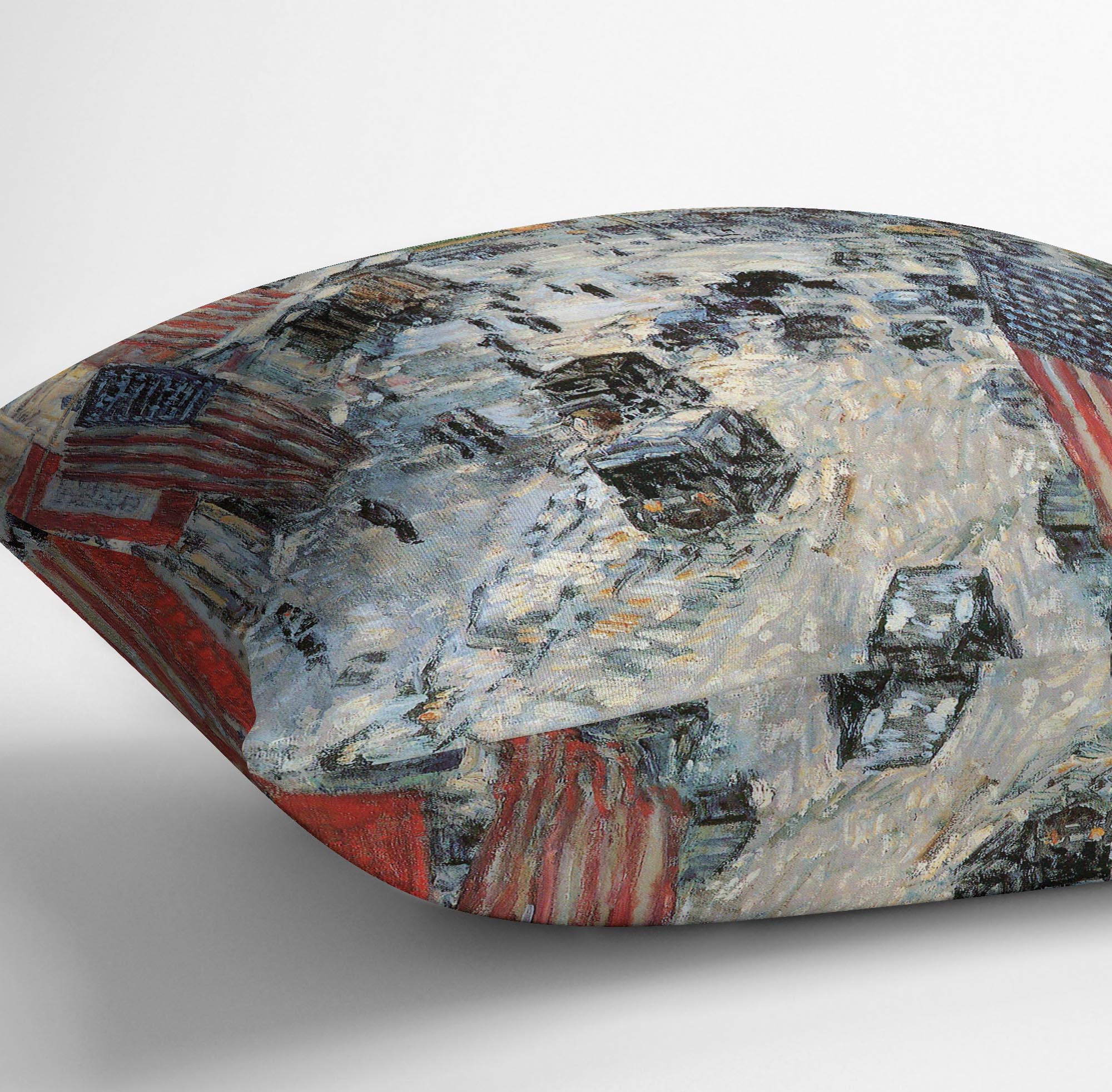 Flags on Fifth Avenue Winter 1918 by Hassam Cushion - Canvas Art Rocks - 3