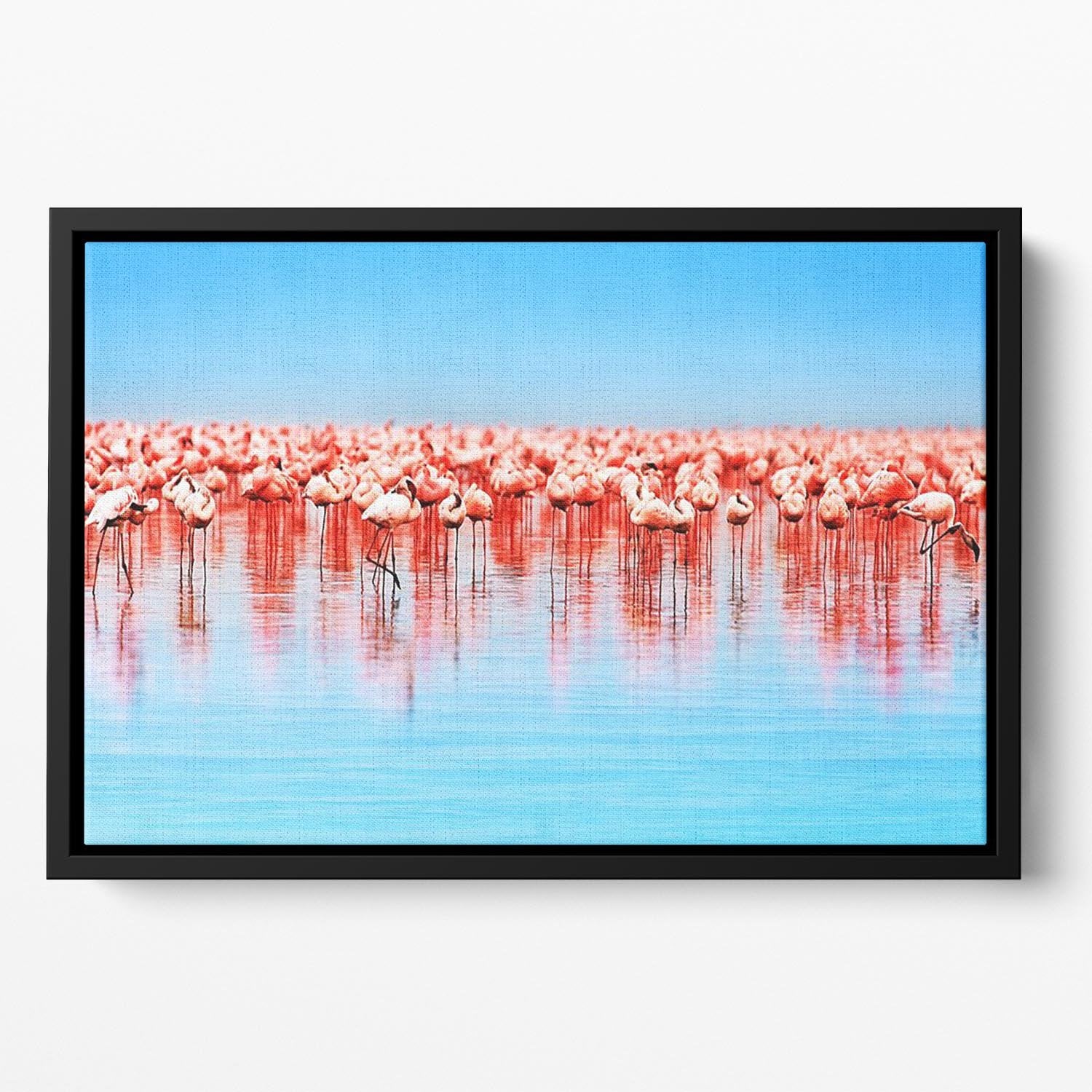 Flamingo birds in the lake Nakuru Floating Framed Canvas - Canvas Art Rocks - 2