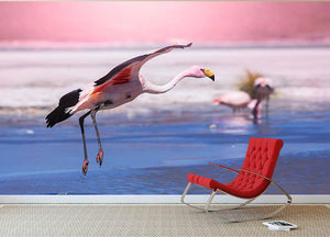 Flamingo in Bolivia Wall Mural Wallpaper - Canvas Art Rocks - 2