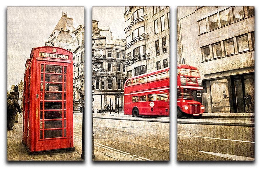 Fleet street vintage sepia 3 Split Panel Canvas Print - Canvas Art Rocks - 1