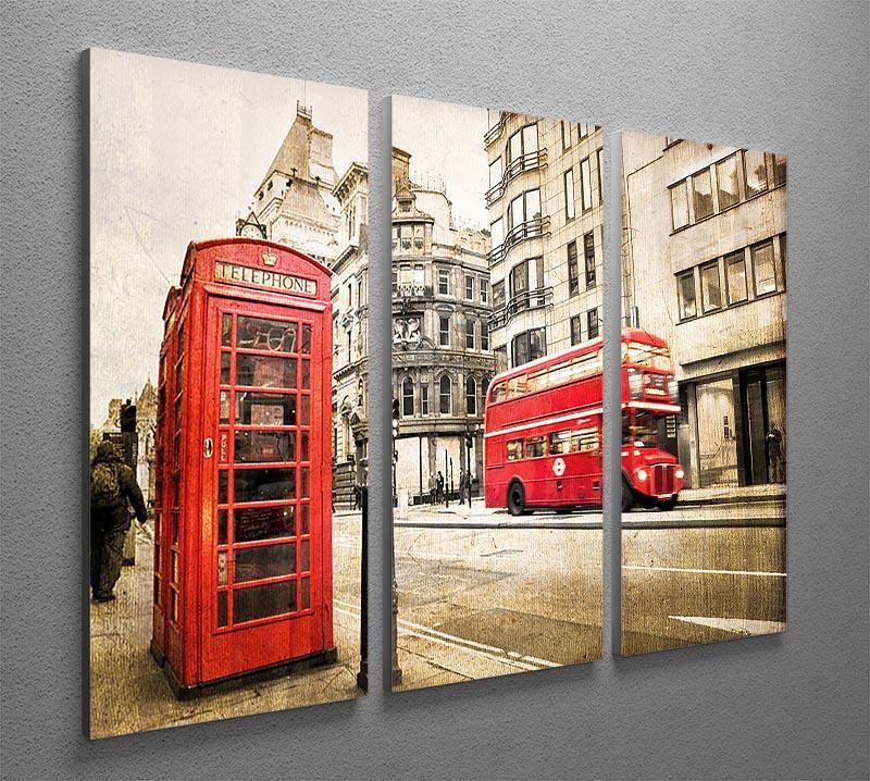 Fleet street vintage sepia 3 Split Panel Canvas Print - Canvas Art Rocks - 2