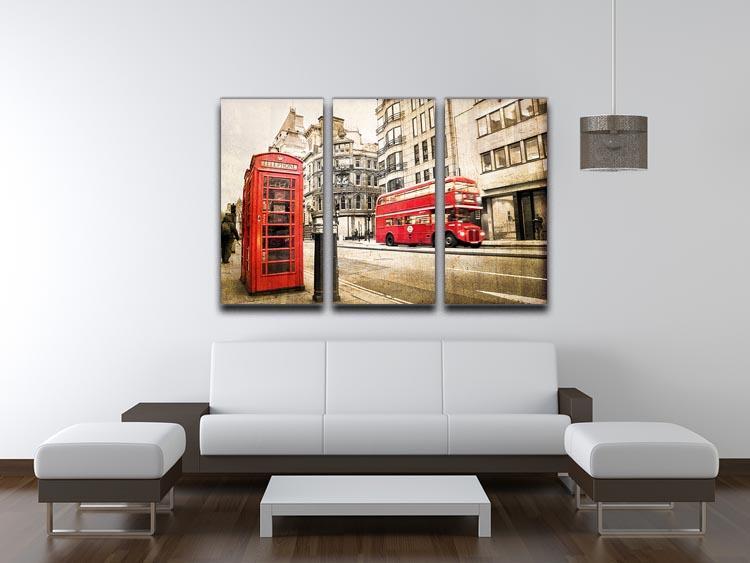 Fleet street vintage sepia 3 Split Panel Canvas Print - Canvas Art Rocks - 3