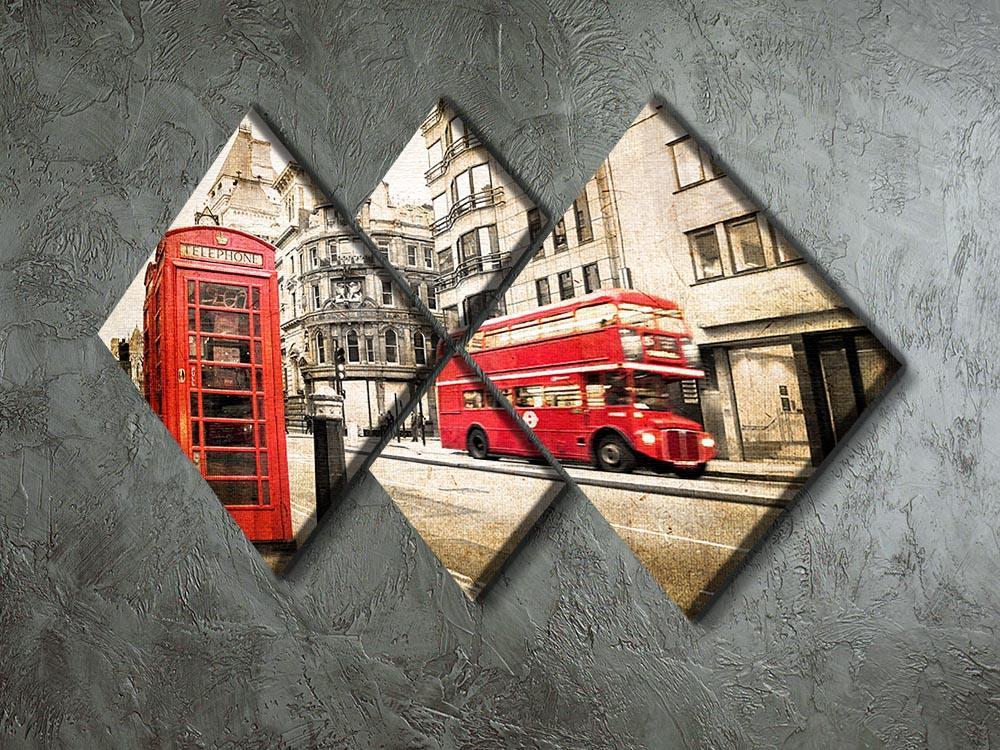 Fleet street vintage sepia 4 Square Multi Panel Canvas  - Canvas Art Rocks - 2