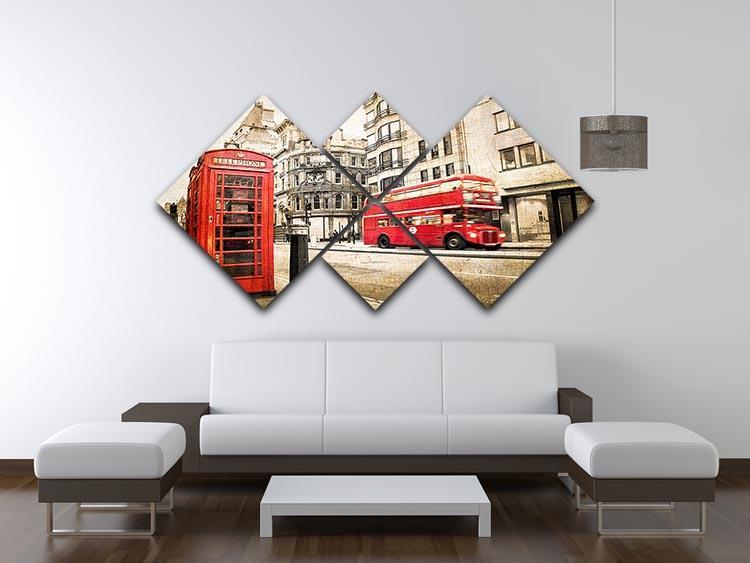 Fleet street vintage sepia 4 Square Multi Panel Canvas  - Canvas Art Rocks - 3