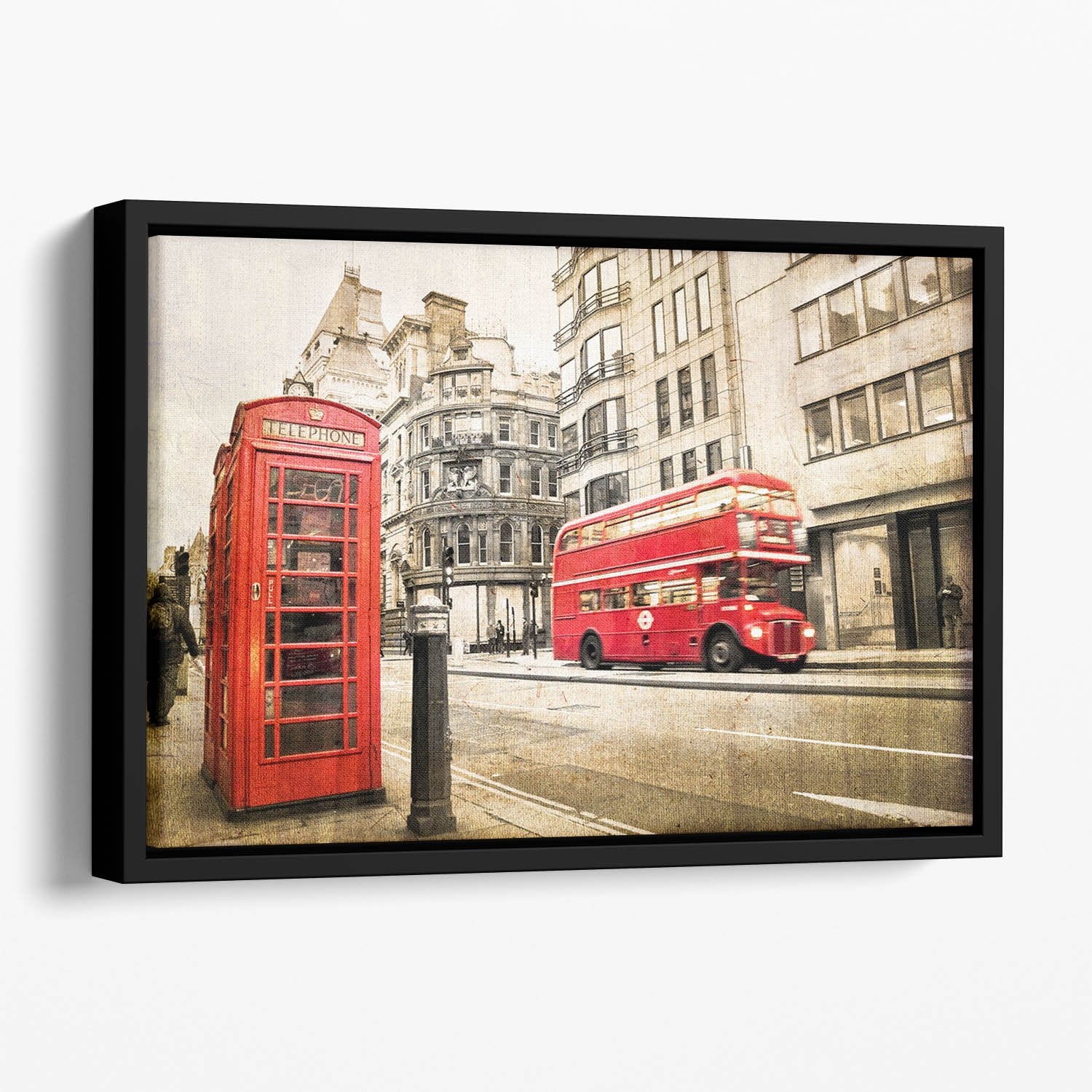Fleet street vintage sepia Floating Framed Canvas