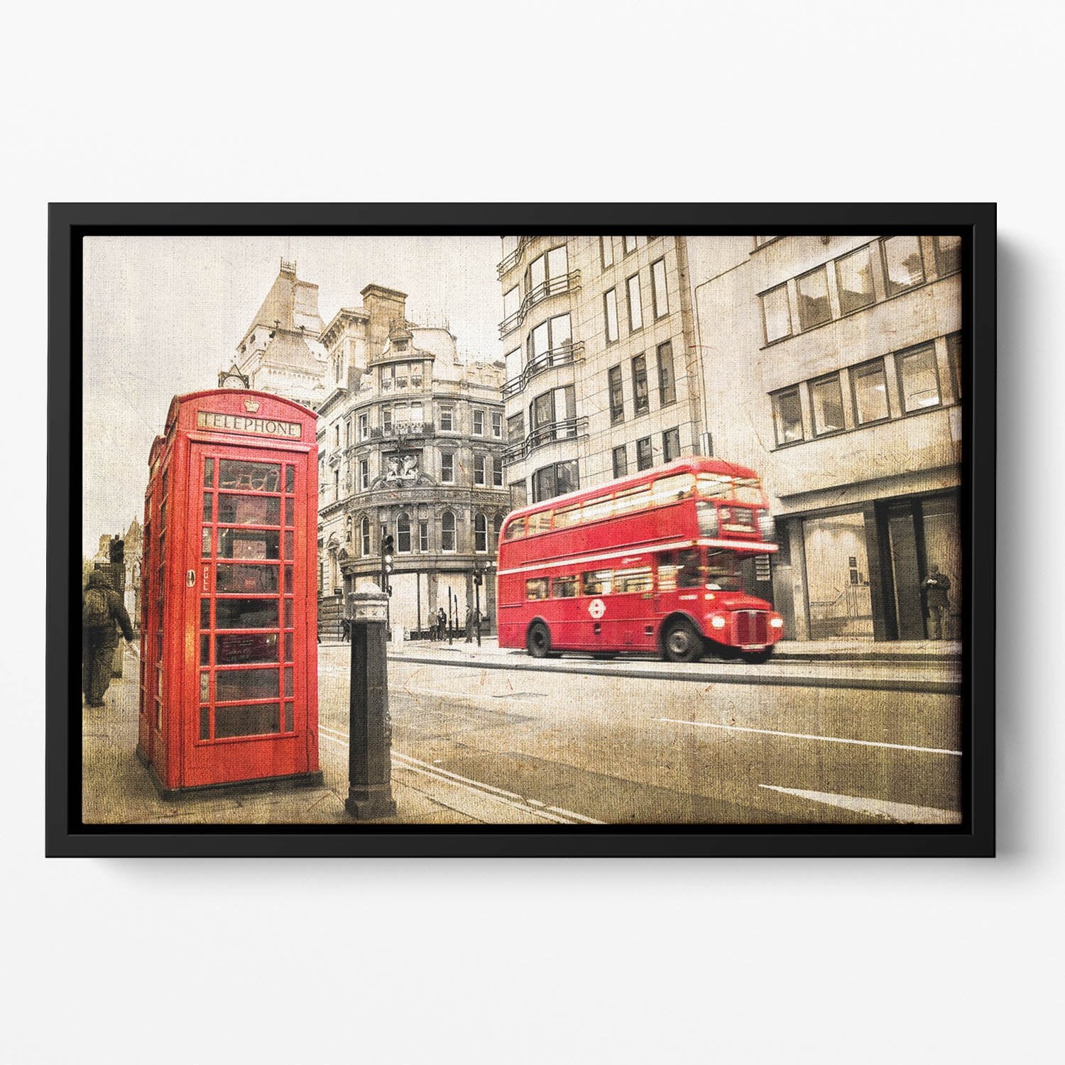 Fleet street vintage sepia Floating Framed Canvas