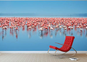 Flocks of flamingo Wall Mural Wallpaper - Canvas Art Rocks - 2