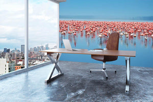 Flocks of flamingo Wall Mural Wallpaper - Canvas Art Rocks - 3
