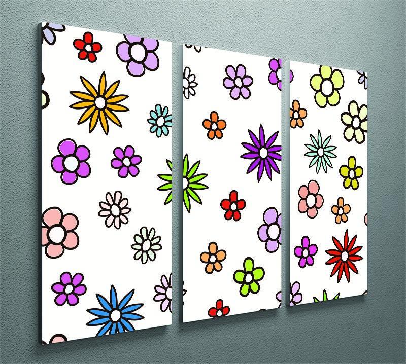 Floral Repeat 3 Split Panel Canvas Print - Canvas Art Rocks - 2